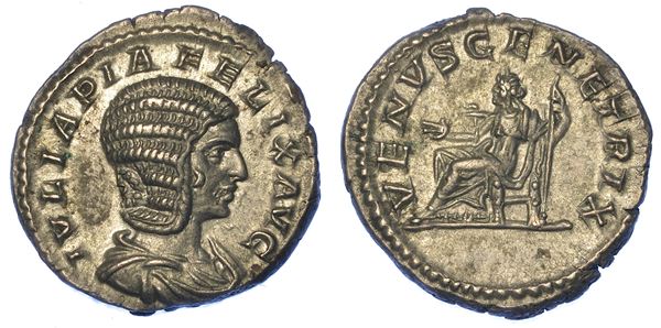 GIULIA DOMNA (madre di Caracalla), 211-217. Denario, anni 215-217. Roma.