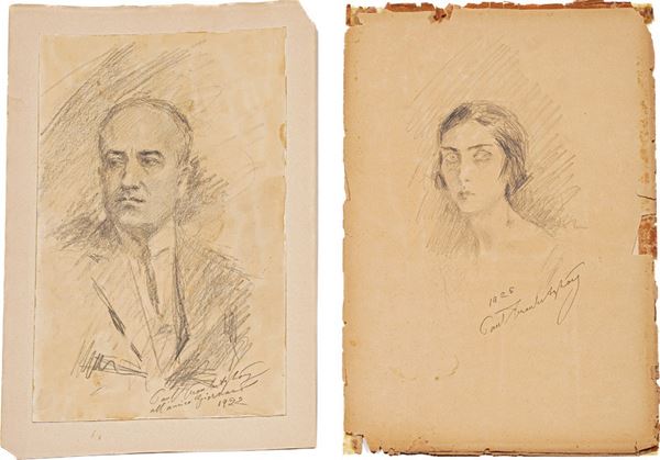 Paolo Troubetzkoy  (Intra 15 febbraio 1866 – Pallanza, 12 febbraio 1938).   Ritratto di Umberto Giordano e della moglie.. 1922-1925