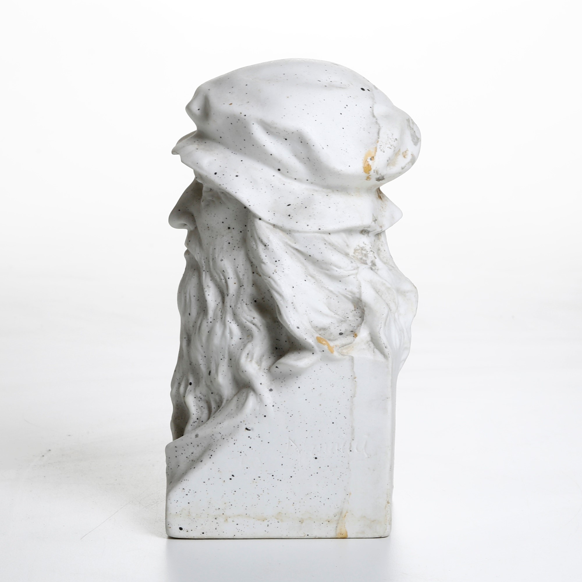 Busto di Leonardo da Vinci. Doccia, Manifattura Ginori, XIX Secolo.