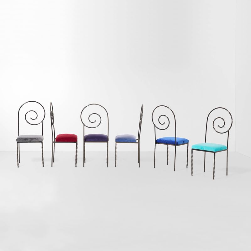 Luigi Serafini : Sei sedie mod. Suspiral  - Asta Design - Cambi Casa d'Aste