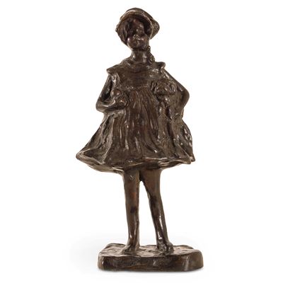 Fonditore del XIX-XX secolo, Scultura di fanciulla in bronzo fuso e patinato