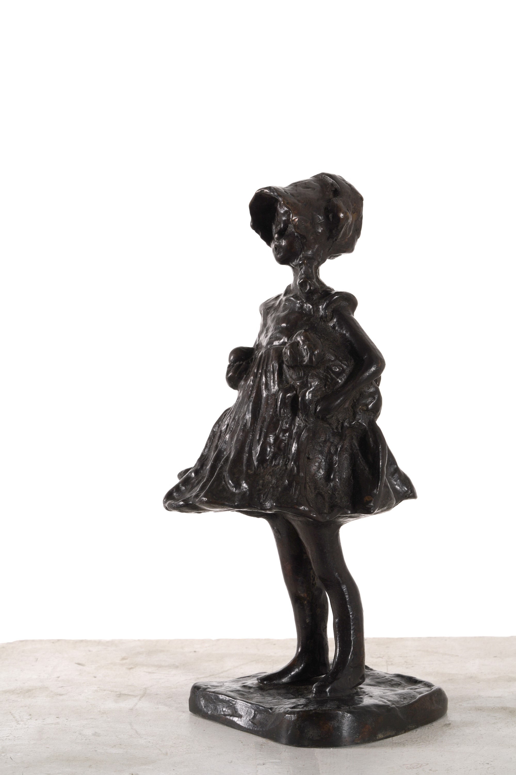 Fonditore del XIX-XX secolo, Scultura di fanciulla in bronzo fuso e patinato