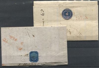 1843, Due Lettere con Testo, una da Napoli e una da Roma.
