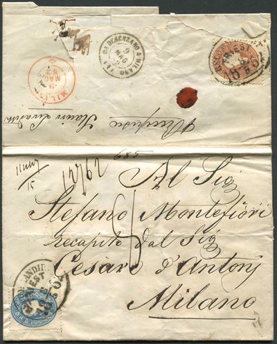 1862, Austria, Raccomandata da Trieste Dell'8 Maggio 1862 per Milano.