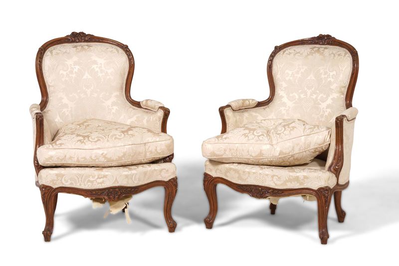 Coppia di poltrone in legno intagliato. XIX-XX secolo  - Auction Antique - Cambi Casa d'Aste