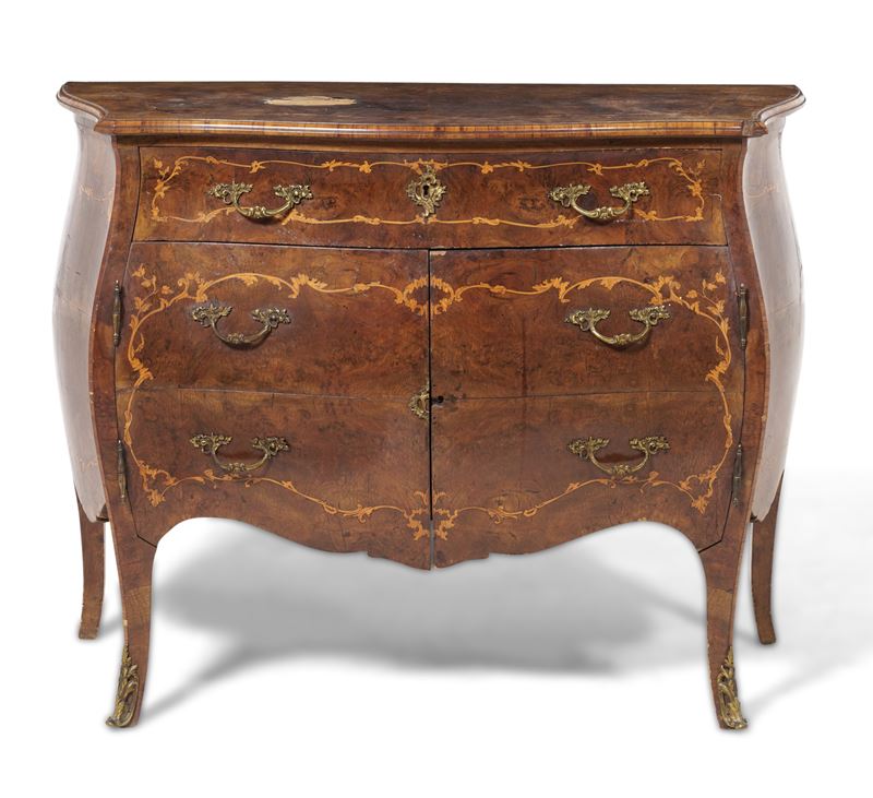 Commode lastronata e intarsiata. XIX-XX secolo  - Auction Antique - Cambi Casa d'Aste