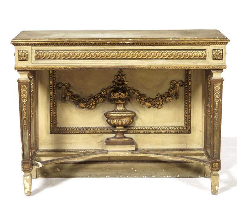 Consolle in stile Impero laccata e dorata. XX secolo  - Auction Antique - Cambi Casa d'Aste