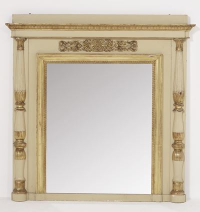 Specchiera Neoclassica in Legno Laccato e Dorato