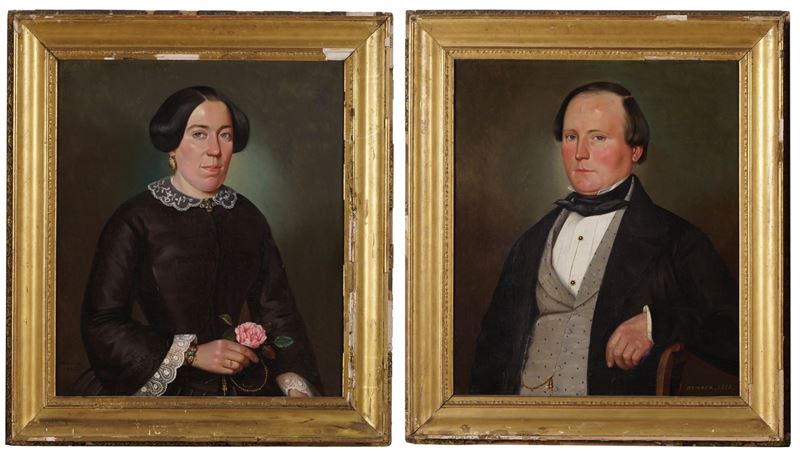 Artista del XIX secolo Coniugi  - coppia di dipinti ad olio su tela - Auction 19th and 20th Century Paintings - Cambi Casa d'Aste