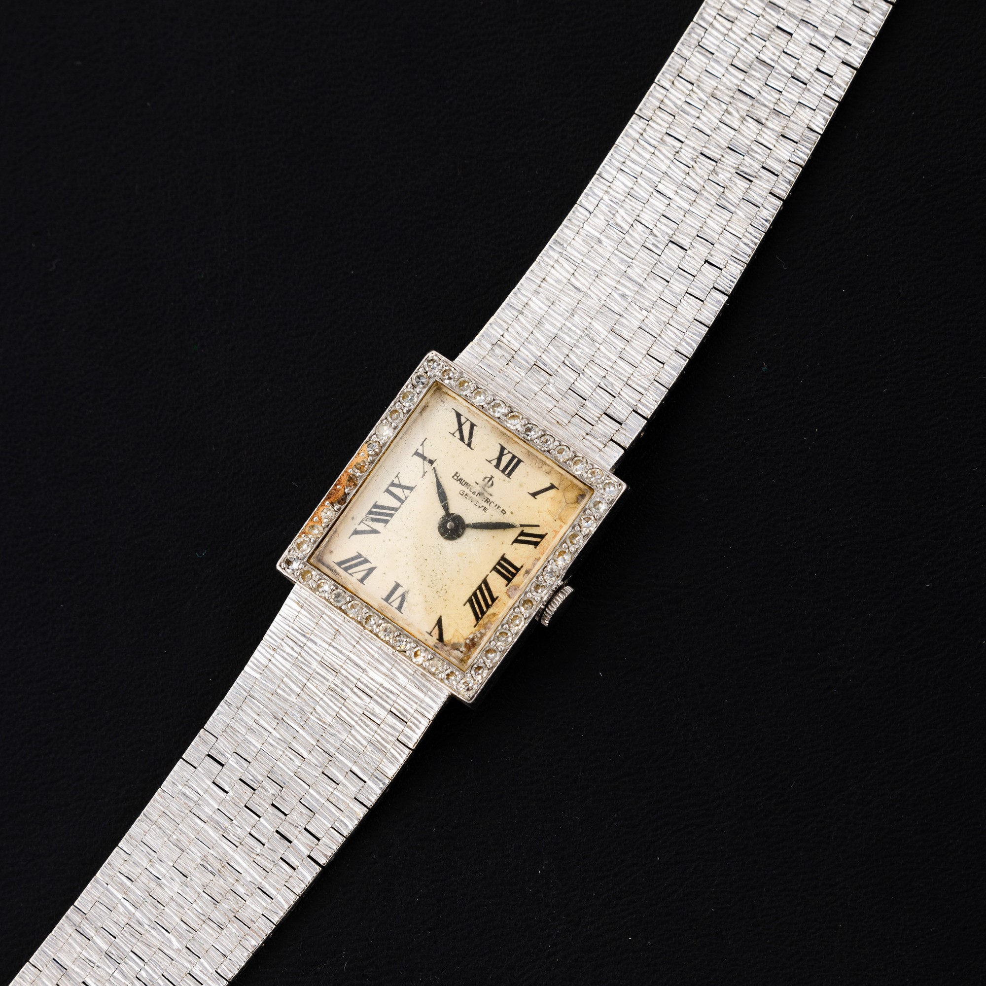 Baume & Mercier - Orologio in Oro Bianco 18k Carica Manuale con Ghiera in Brilllanti, Bracciale I...
