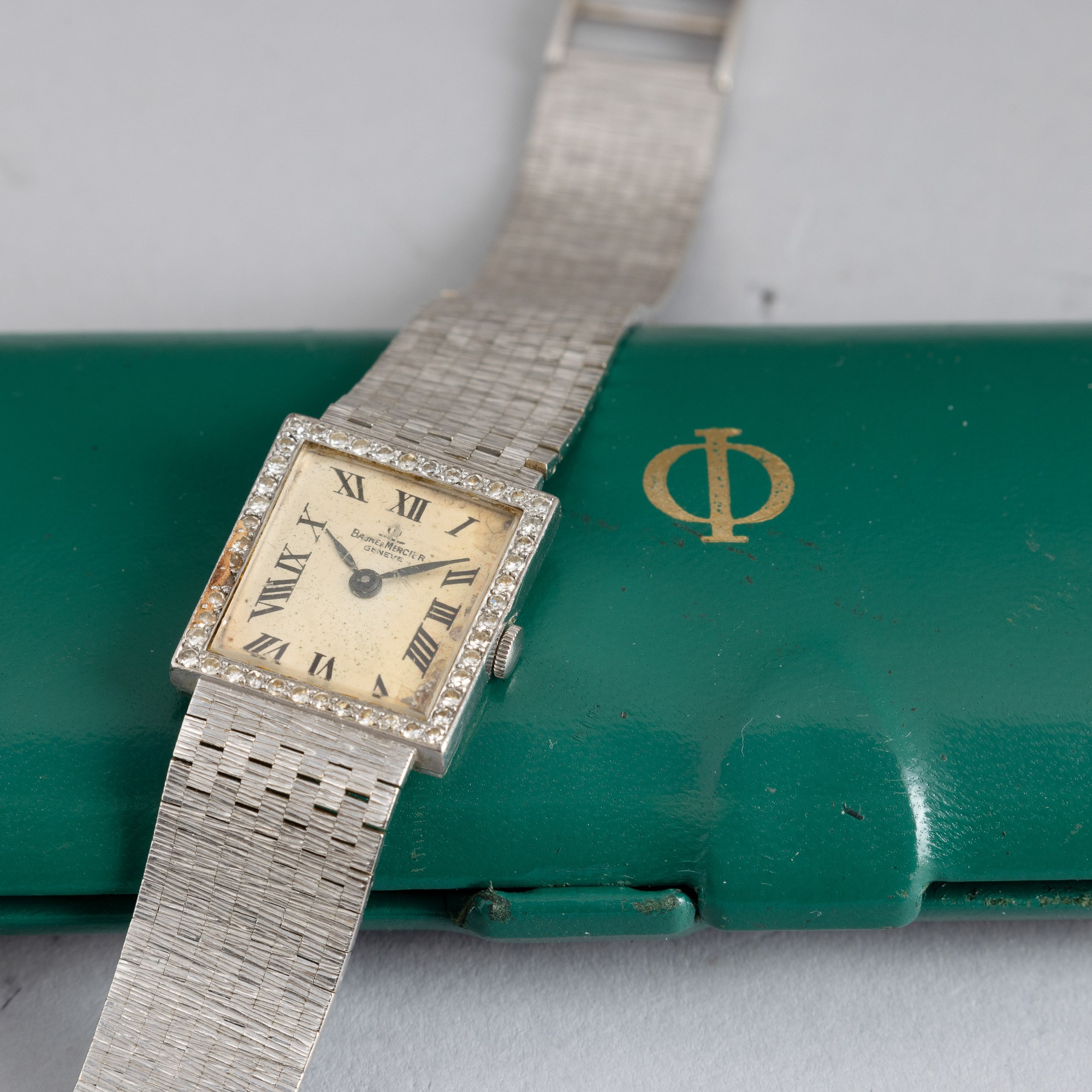 Baume & Mercier - Orologio in Oro Bianco 18k Carica Manuale con Ghiera in Brilllanti, Bracciale I...