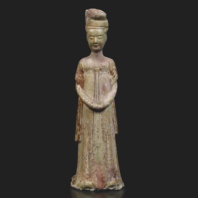 Figura di Donna in Terracotta Smaltata, Cina, Dinastia Tang (618-906)
