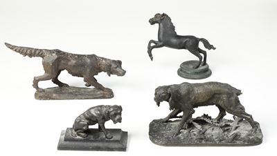 Tre Cani ed un Cavallo in Bronzo. Fonditore del XIX-XX Secolo