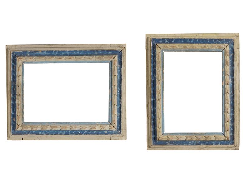 Coppia di cornici in legno intagliato e laccato, Marche XVIII secolo  - Auction Antique Frames - Cambi Casa d'Aste