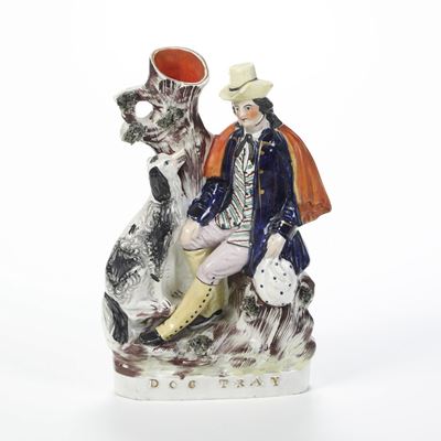 Grande Gruppo "spill Vase" con "dog Tray". Inghilterra, Staffordshire, Periodo Vittoriano, XIX Se...