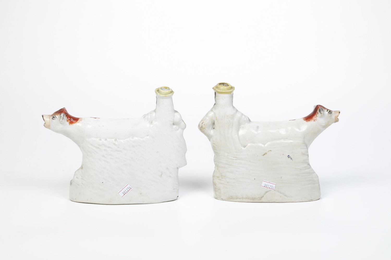 Coppia di "cow Creamer". Inghilterra Staffordshire, Periodo Vittoriano, XIX Secolo.