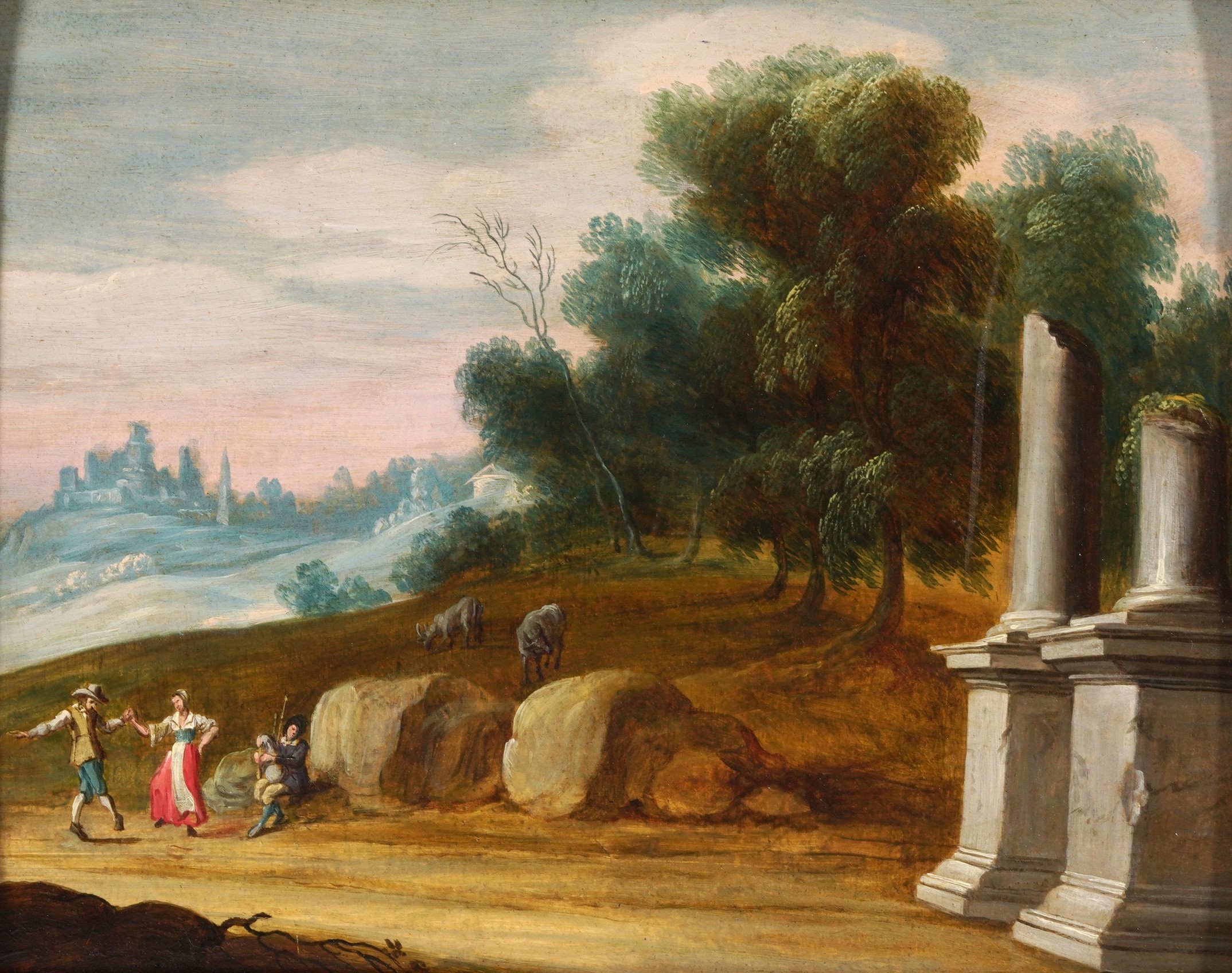Gaspar De Witte - Paesaggio con Contadini e Rovine