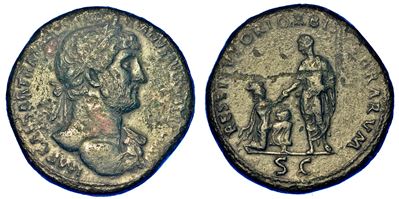 Adriano, 117-138. Sesterzio, Anni 120-121. Roma.