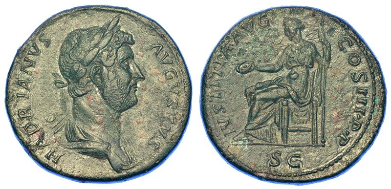 ADRIANO, 117-138. Sesterzio, anni 132-134.  - Auction Numismatics - Cambi Casa d'Aste