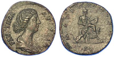 Faustina II, (figlia di Antonino Pio e Moglie di Marco Aurelio). Sesterzio, Anni 161-176.