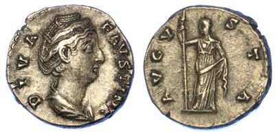Faustina I, + 140/141 (moglie di Antonino Pio). Denario.