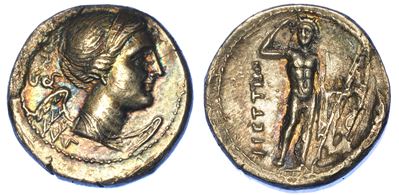 Bruttium - Bretti. Dracma. Emissione della Seconda Guerra Punica, 216-214 a.C.