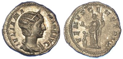 Giulia Mamea (madre di Alessandro Severo), 222-235. Denario, Anno 223. Roma.