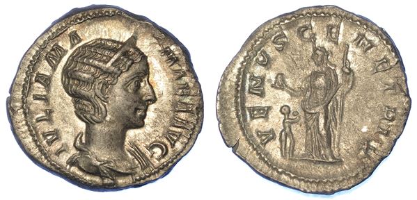 GIULIA MAMEA (madre di Alessandro Severo), 222-235. Denario, anno 223. Roma.