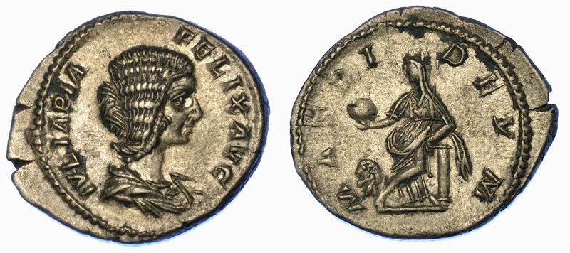 GIULIA DOMNA (madre di Caracalla), 211-217. Denario, anno 217.  - Auction Numismatics - Cambi Casa d'Aste