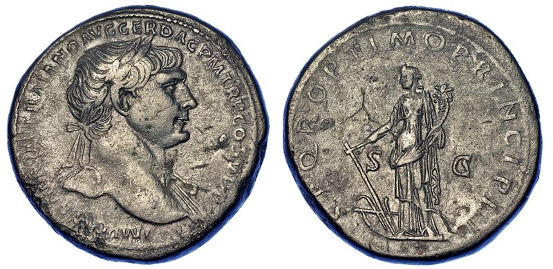 TRAIANO, 98-117. Sesterzio, anni 108-109/10.  - Auction Numismatics - Cambi Casa d'Aste
