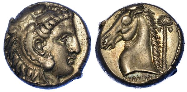 SICILIA - PERIODO SICULO PUNICO. Tetradracma, 300-289 a.C.