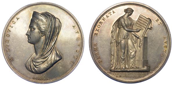 PARMA. MARIA LUIGIA D'AUSTRIA, 1815-1847. Medaglia in argento 1836. Le Beccherie di Parma.