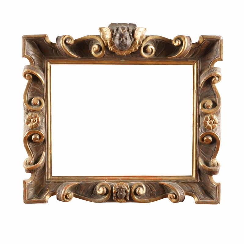 Cornice ‘Sansovino’ in legno intagliato, dorato e in parte laccato. XVI secolo  - Auction Antique Frames - Cambi Casa d'Aste