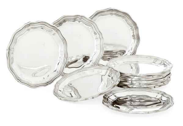 Dodici piattini. Argenteria italiana del XX secolo, argentiere Gianni Pietrasanta, Alessandria