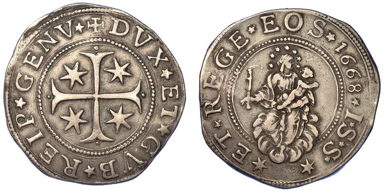 GENOVA. DOGI BIENNALI, 1528-1797. SERIE DELLA III FASE, 1637-1797. Mezzo scudo 1668.  - Auction Numismatics - Cambi Casa d'Aste