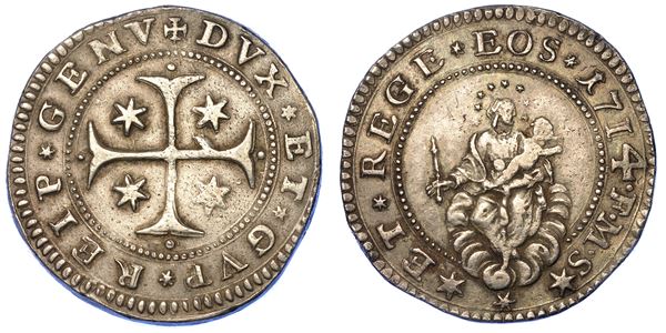 GENOVA. DOGI BIENNALI, 1528-1797. SERIE DELLA III FASE, 1637-1797. Mezzo scudo 1714.