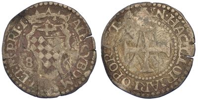 Massa di Lunigiana. Alberico i Cybo Malaspina, 1568-1623 (II Periodo). Terzo di Lira o Mezzo Paol...