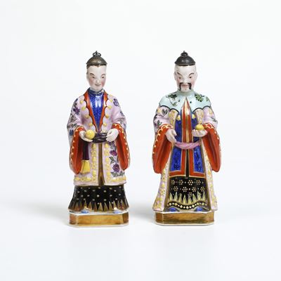 Coppia di Figurine.francia, Manifattura Jacob Petit, Metà del XIX Secolo.