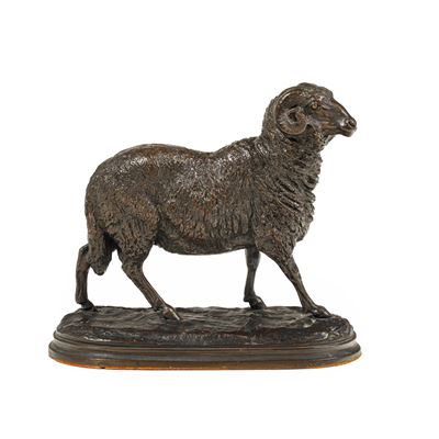 Ariete in bronzo fuso e patinato