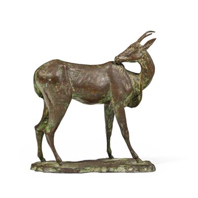 Antilope che si gratta, bronzo fuso e patinato