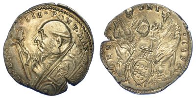 Stato Pontificio. Clemente VIII, 1592-1605. Testone 1598. Ferrara.