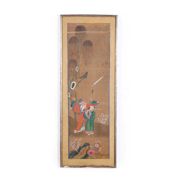 Dipinto raffigurante saggio con musicista, Cina, Dinastia Qing, XIX secolo