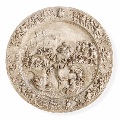 Calco di Bacile con Raffigurazione delle Gesta di Orazio Coclide. Genova, XIX Secolo