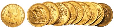 Regno Unito. Elizabeth II, 1953-2022. Lotto di Dieci Monete.