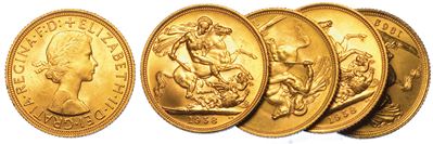 Regno Unito. Elizabeth II, 1953-2022. Lotto di Cinque Monete.