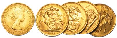Regno Unito. Elizabeth II, 1953-2022. Lotto di Cinque Monete.