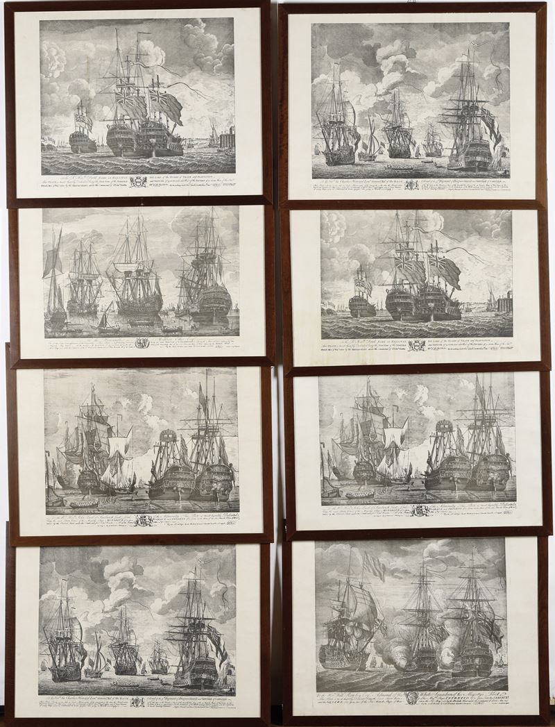 Lotto di otto stampe a tema navale  - Auction Maritime Art - Cambi Casa d'Aste
