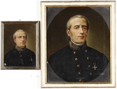 Coppia dello Stesso Dipinto Olio su Tela in Diverse Dimensioni Firmato e Bianchi 1877