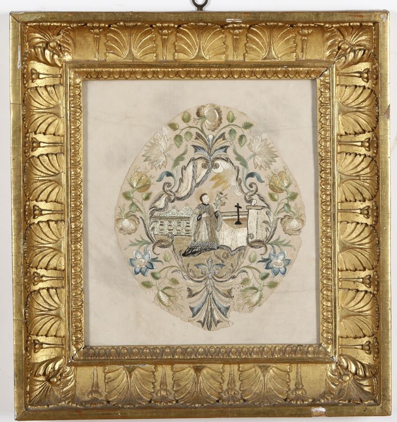 Ricamo punto croce a tema ecclesiastico  - Auction Antique - Cambi Casa d'Aste
