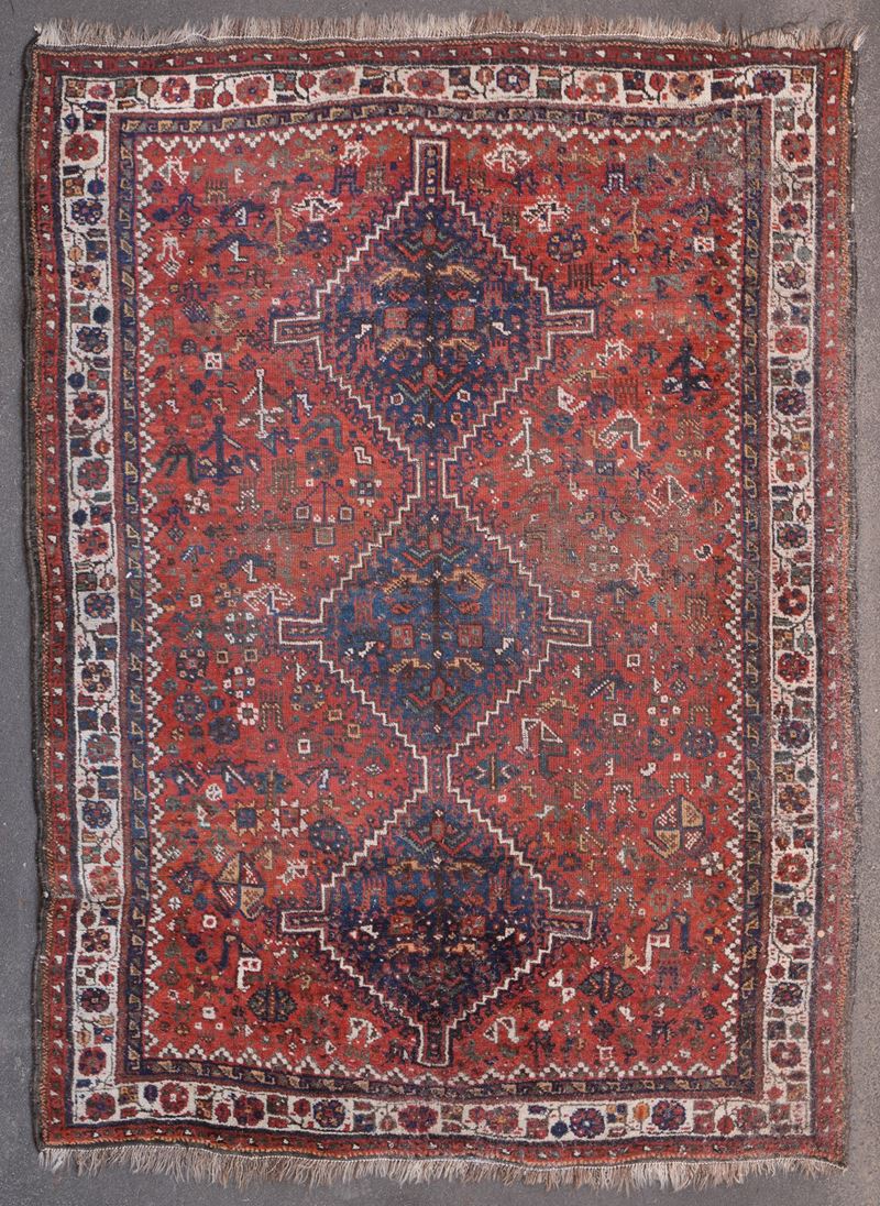 Tappeto Afshar, sud Persia fine XIX inizio XX secolo  - Asta Tappeti Antichi - Cambi Casa d'Aste